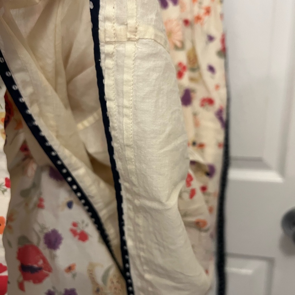 Anthropologie Cream Floral Midi Dress with Black Trim - Picture 8 of 16